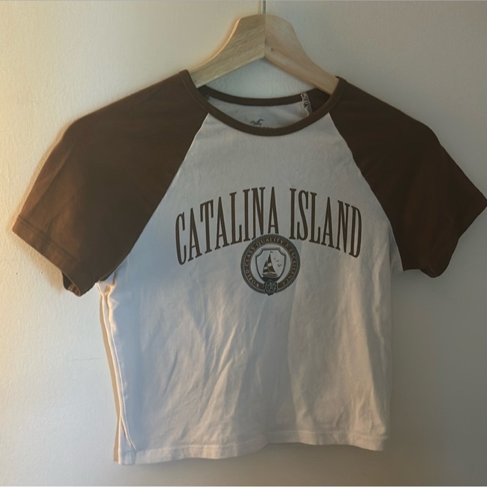 Catalina Island Brown and White Raglan Tee